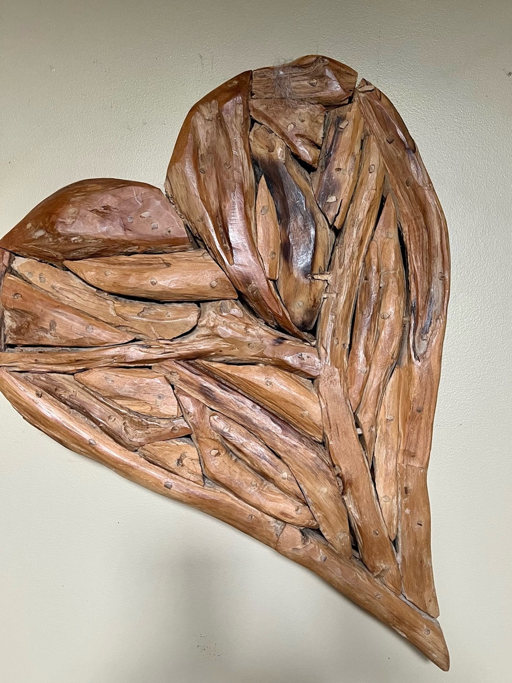 Stunning and Super Cool Handcrafted Driftwood Heart Wall Art - Natural Brown